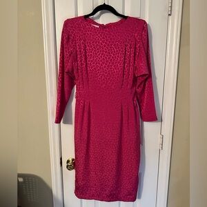 JSG Vintage Sz 6 Dress Hot Pink Magenta 80s With Shoulder Pads